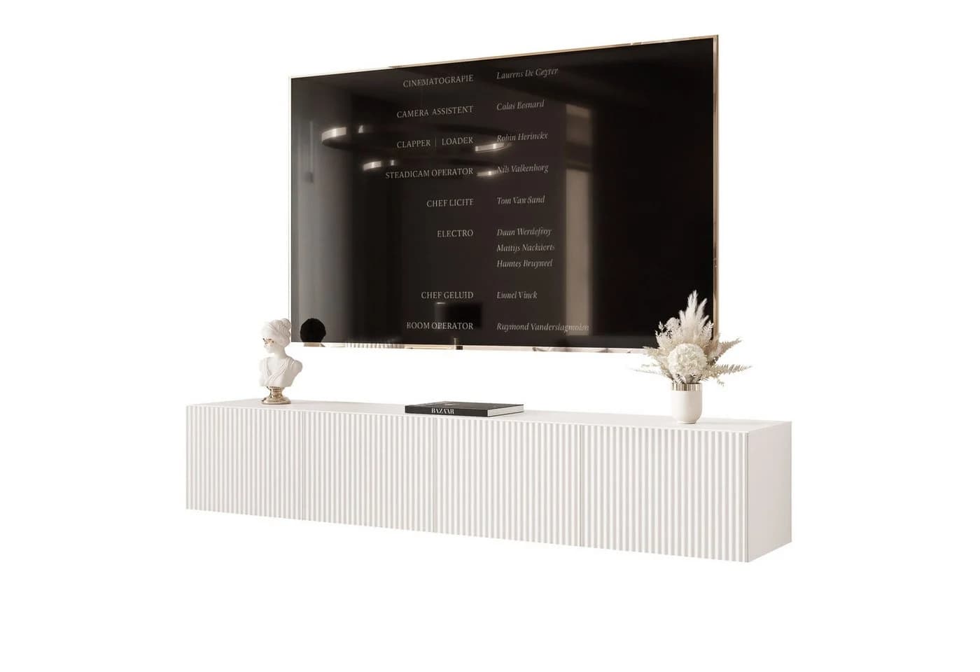 yourhouse24 TV-Lowboard 200 cm LED Riffelfront Hängekonsole - Bild 2