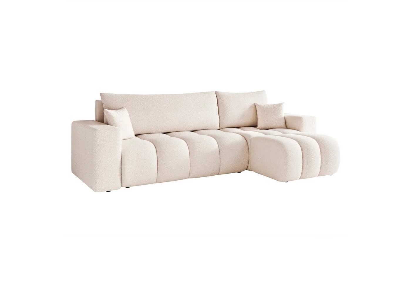 yourhouse24 Ecksofa OFI L Bouclé Schlaffunktion Creme
