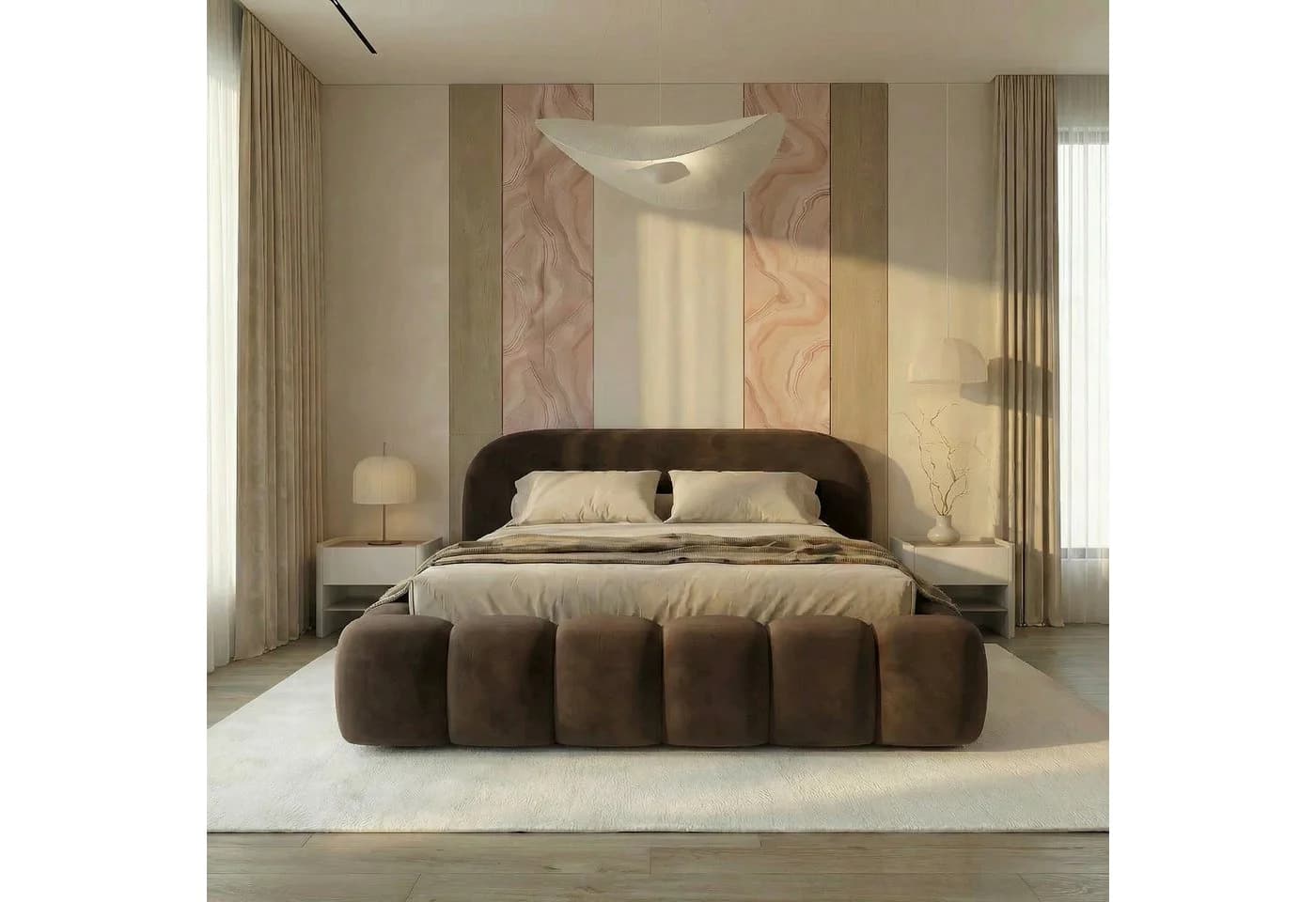 yourhouse24 Polsterbett Orlando SLIM Braun Samt Rillensteppung - Bild 4