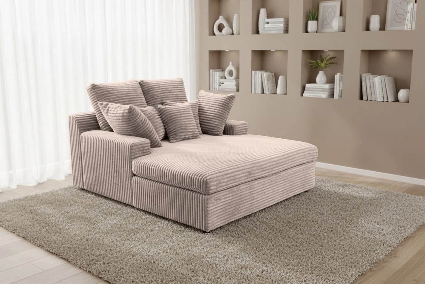 yourhouse24 Sofa LAZY ONE Cord Beige mit Bettfunktion - Bild 2