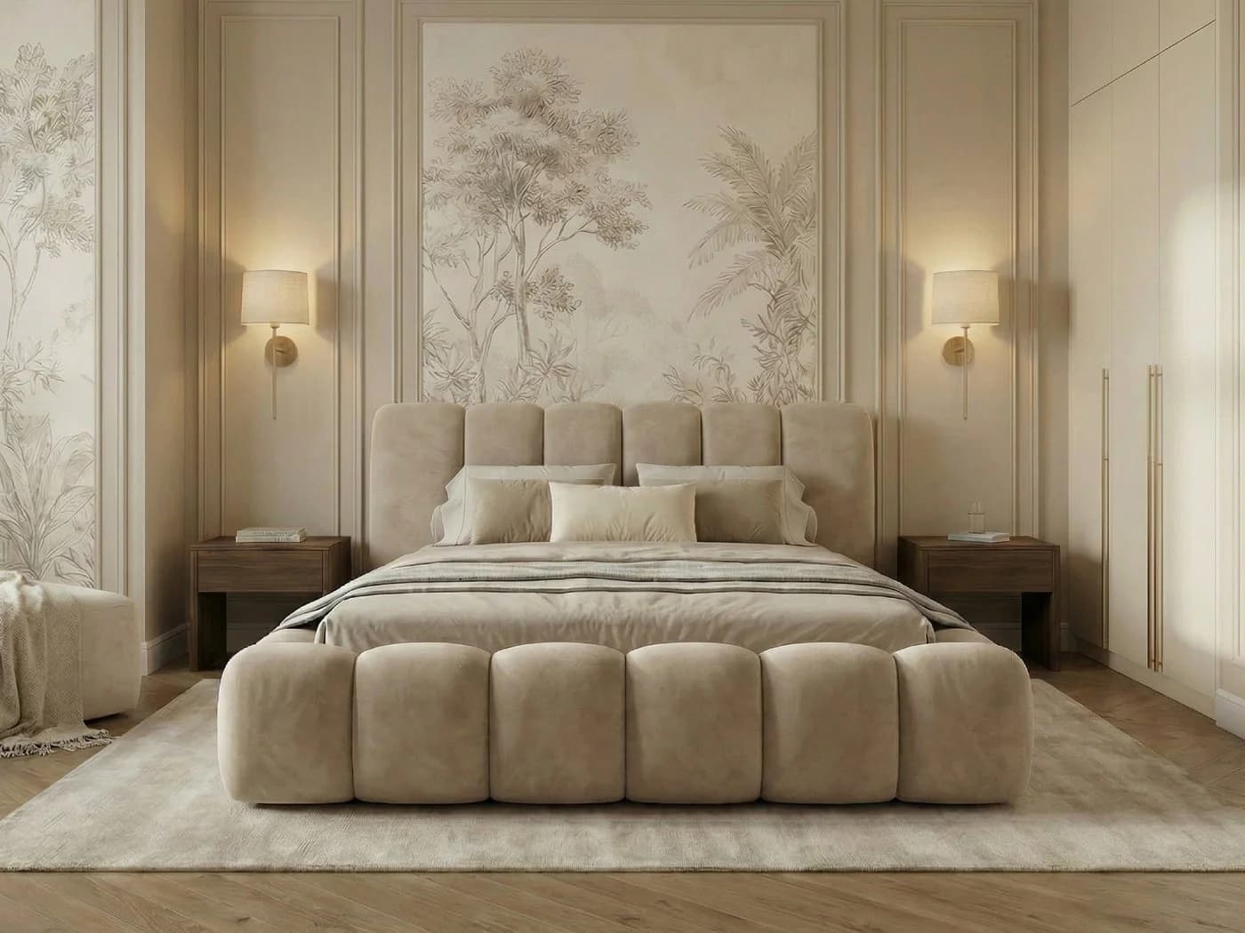 yourhouse24 Polsterbett DALLAS Slim Hellbeige Samt mit Bettkasten - Bild 2