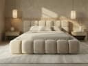 yourhouse24 Polsterbett BOSTON Slim Samt Beige mit Bettkasten Bild 2