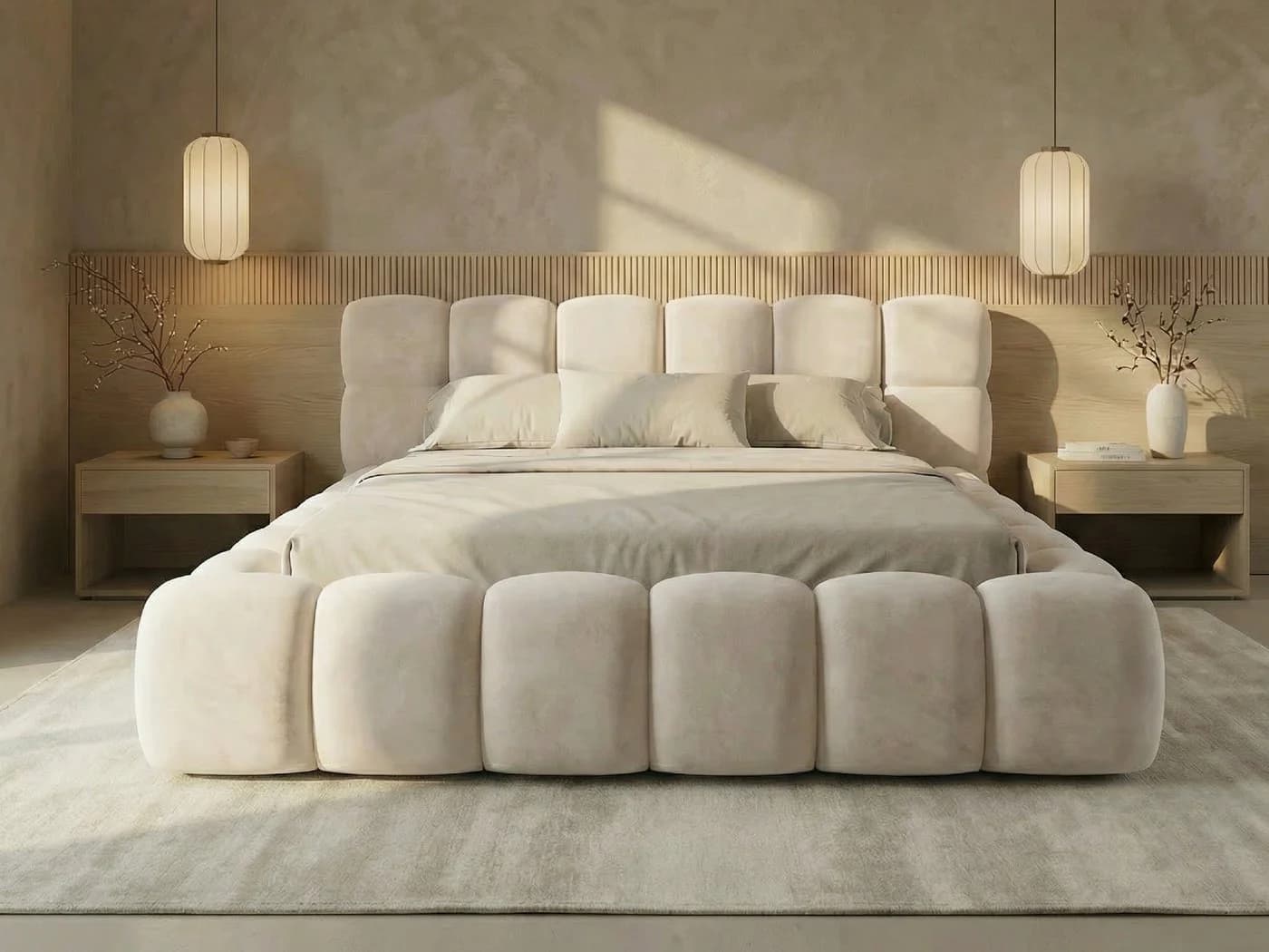 yourhouse24 Polsterbett BOSTON Slim Samt Beige Bettkasten - Bild 2