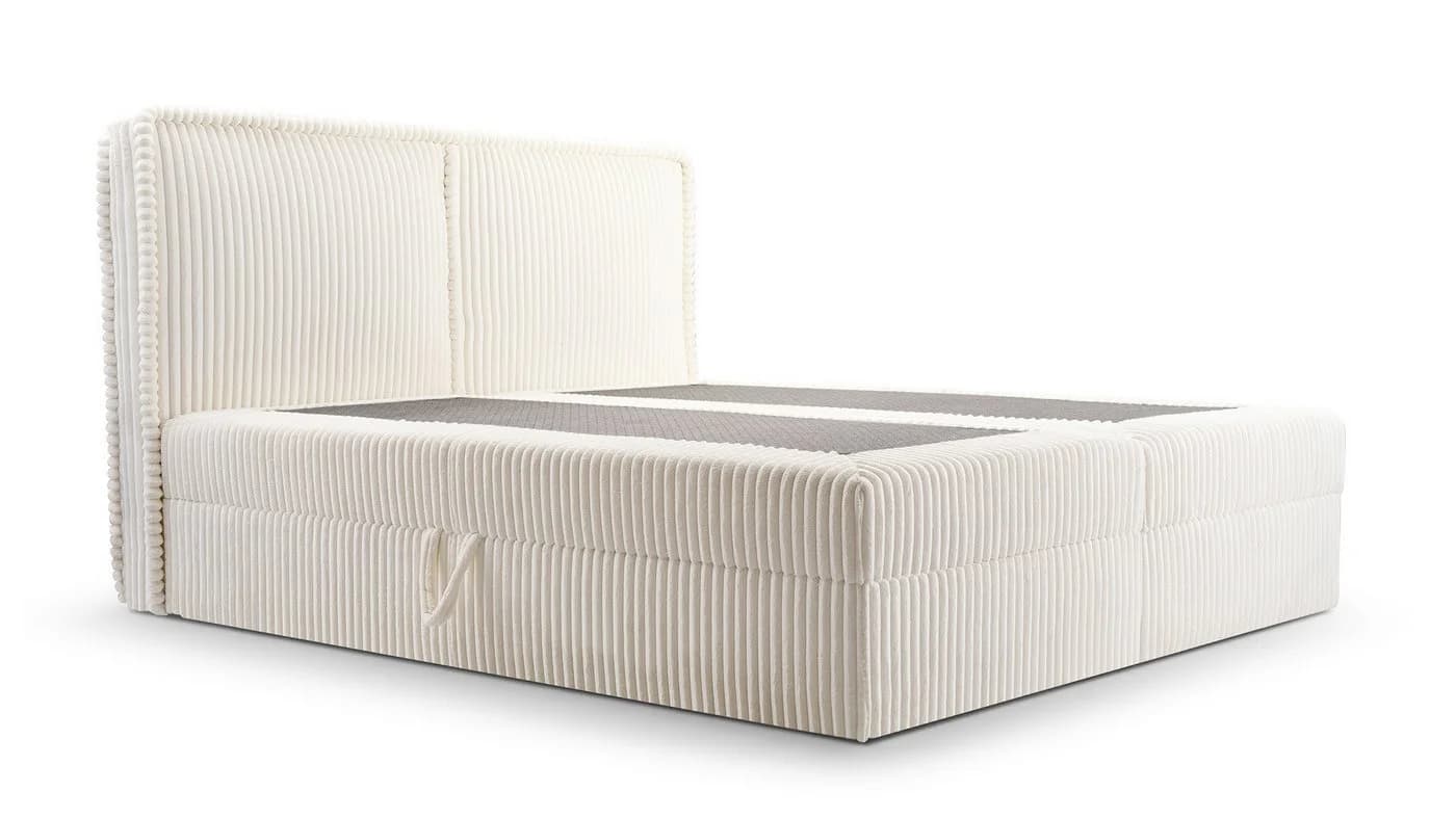 yourhouse24 Boxspringbett COSTA Weiß Cord-Stoff mit Bettkästen & Topper - Bild 5