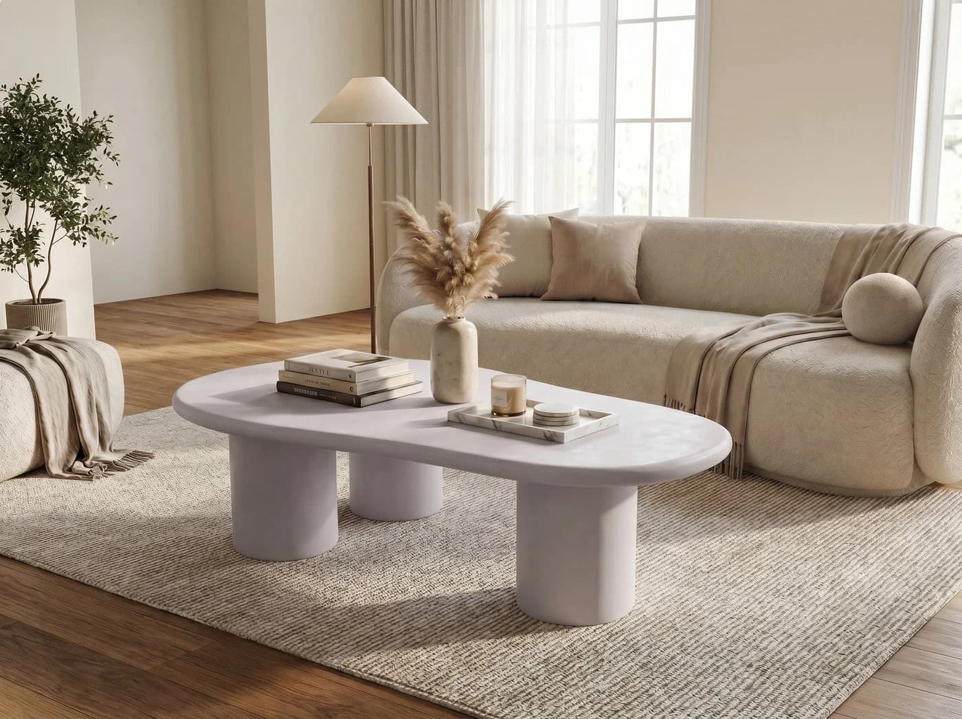 yourhouse24 Couchtisch MONTE Grau Mikrozement Organische Form