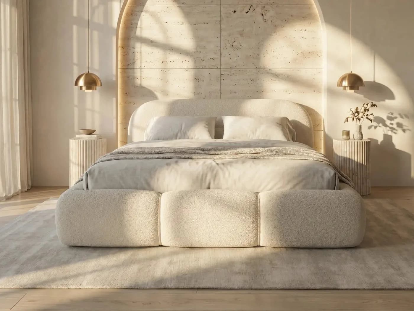 yourhouse24 Polsterbett OHIO SLIM Beige mit Stauraum und Bouclé-Bezug - Bild 2
