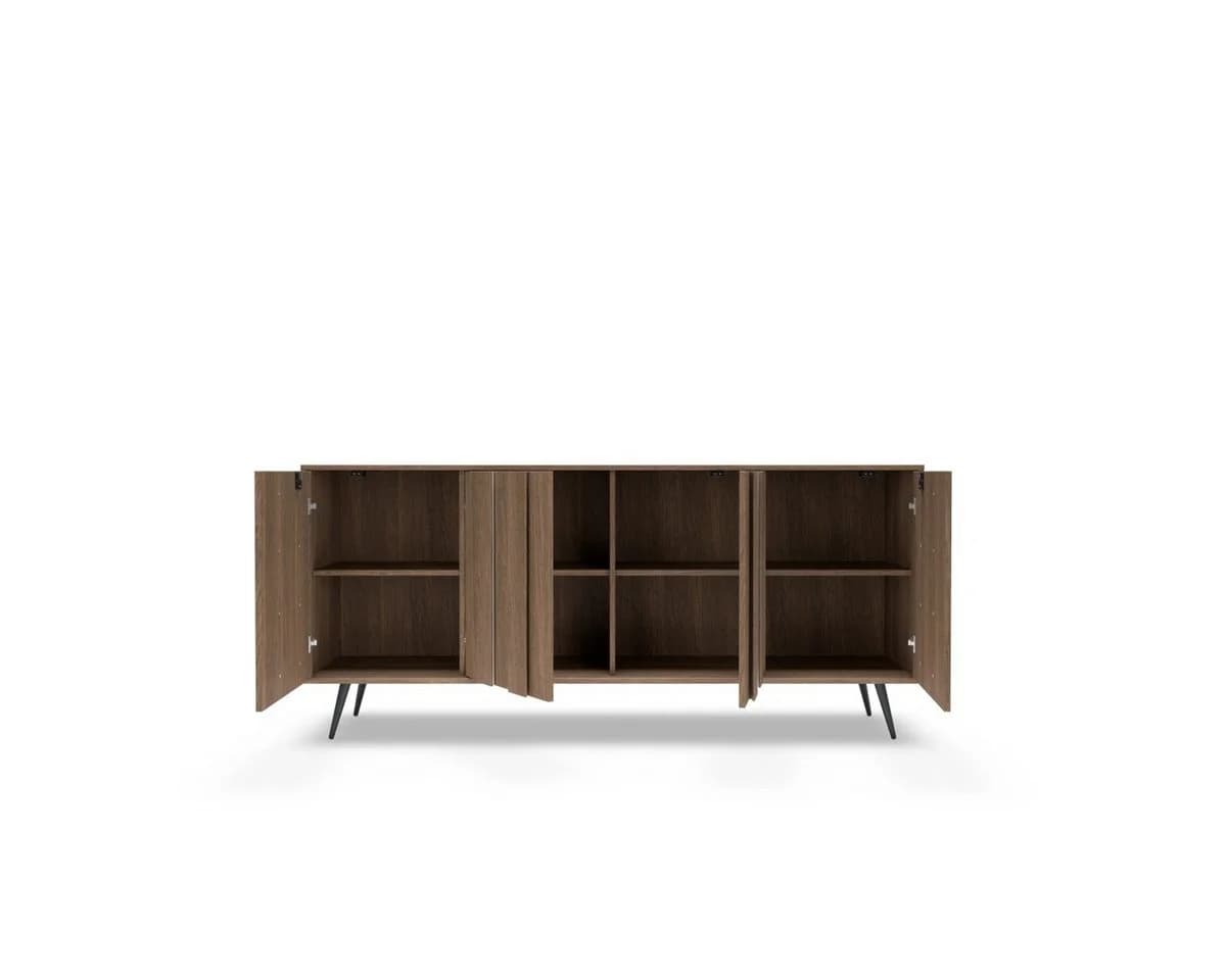 yourhouse24 Sideboard AMARO 183cm Eiche Dunin mit Lamellen & LED