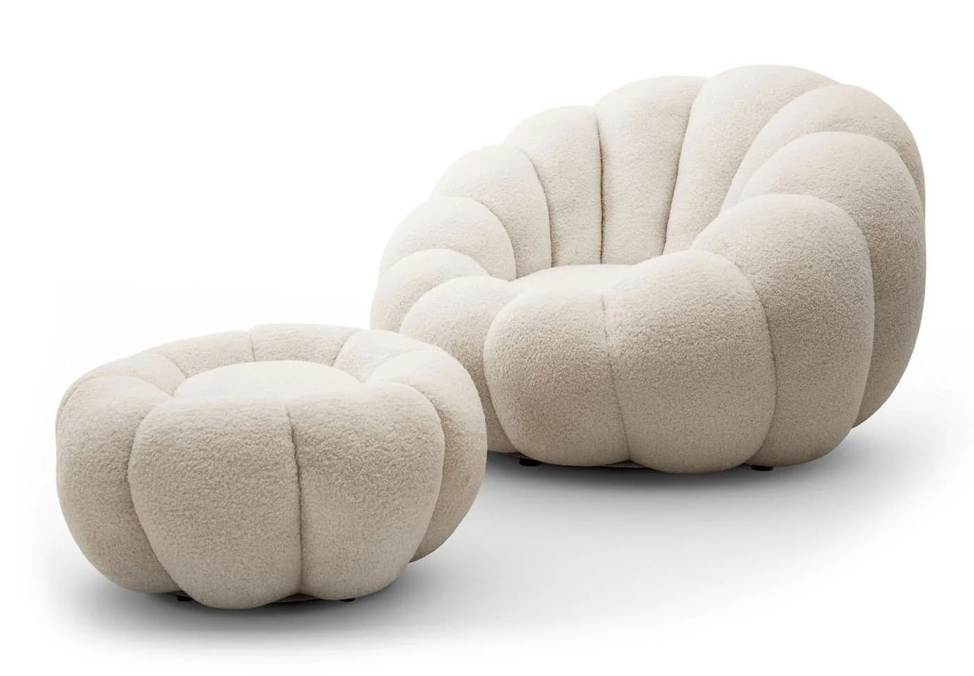 yourhouse24 Drehsessel ORIA Bouclé-Stoff Sessel mit Fußstütze - Bild 2