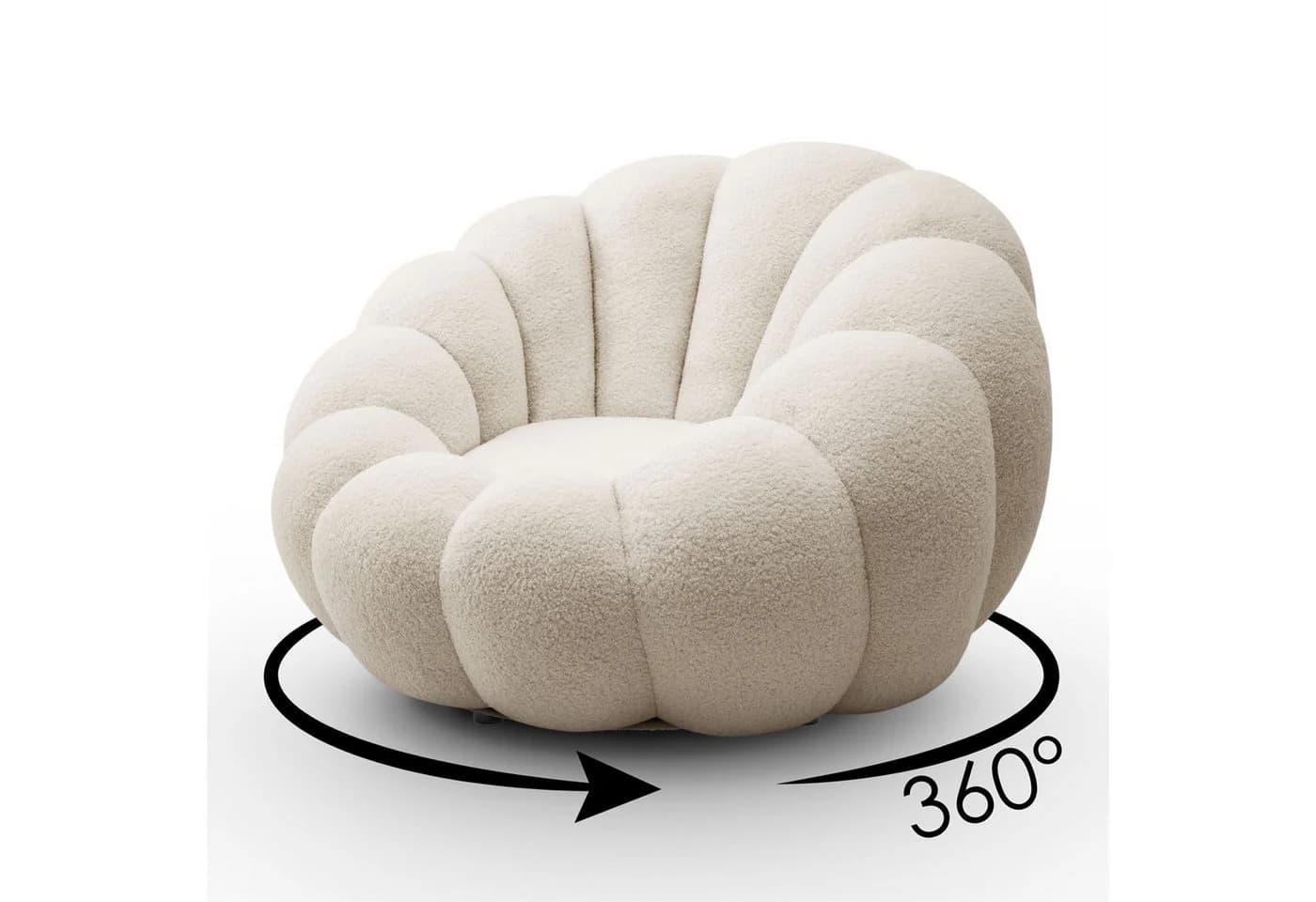 yourhouse24 Drehsessel ORIA Bouclé-Stoff Sessel mit Fußstütze - Bild 3