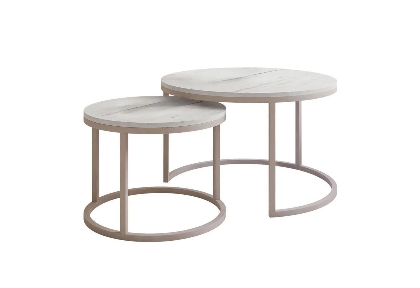 yourhouse24 Couchtisch Runder Inez 2in1, 50 & 70 cm, Kaschmir