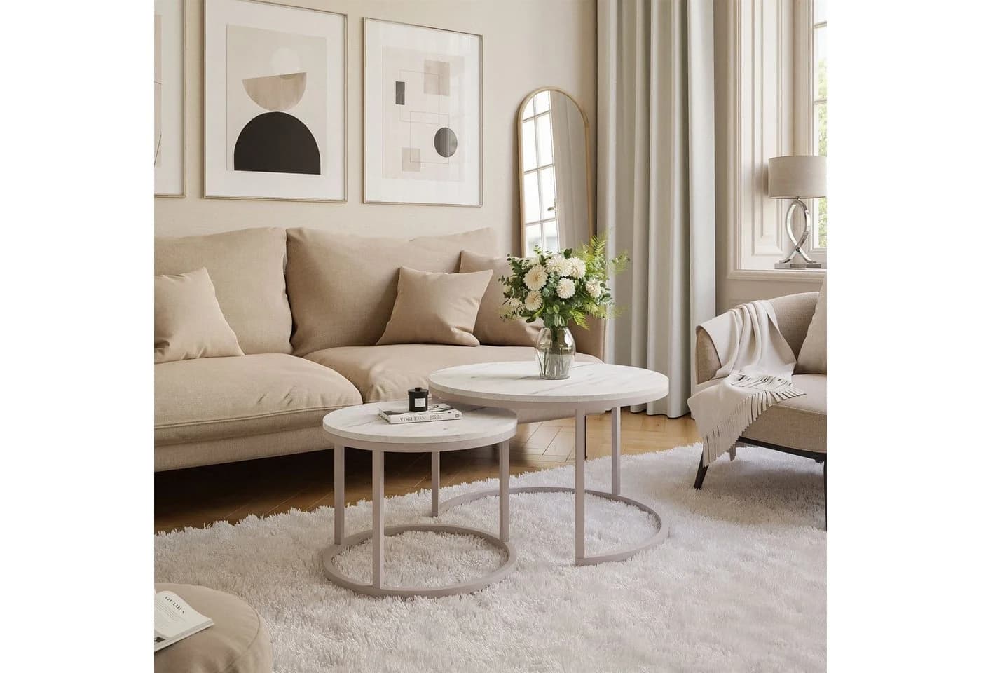 yourhouse24 Couchtisch Runder Inez 2in1, 50 & 70 cm, Kaschmir - Bild 5