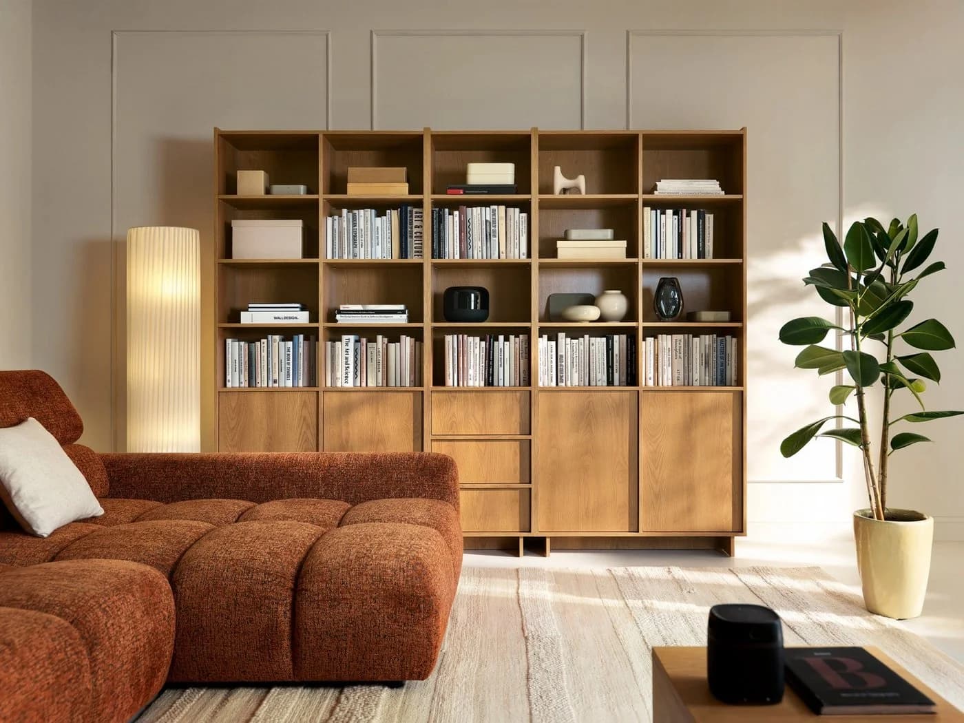 yourhouse24 Bücherregal YASUMI Eiche Carmel Japandi
