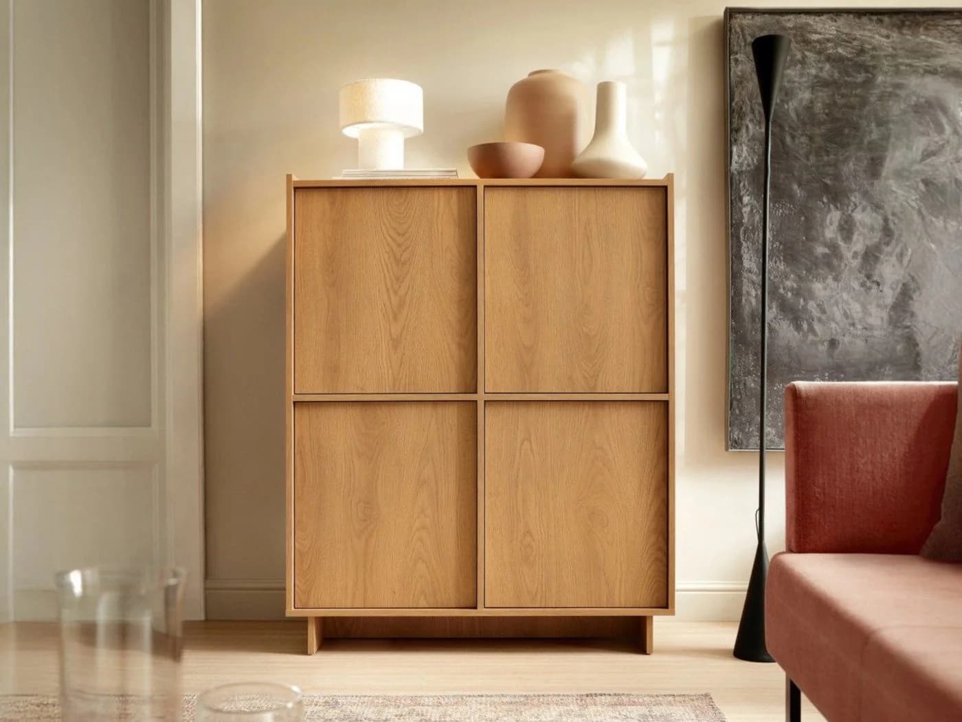 yourhouse24 Highboard YASUMI Eiche Carmel Moderner Japandi-Stil - Bild 2