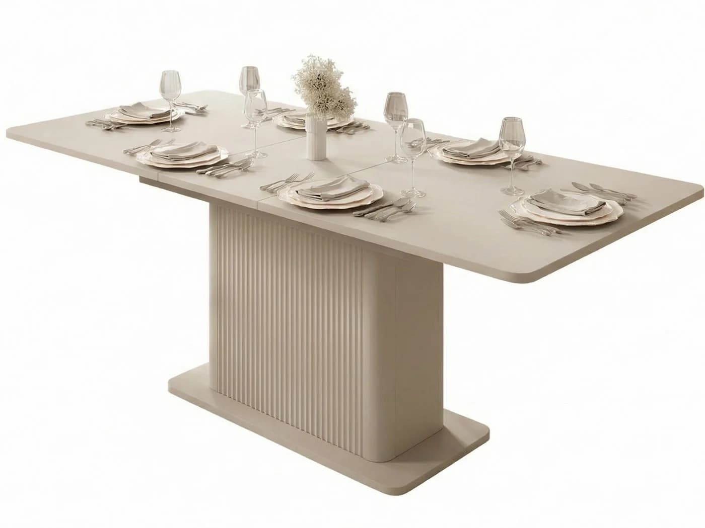 yourhouse24 Esstisch Lante Beige Ausziehbar Geriffelter Säulenfuß - Bild 2
