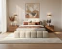 yourhouse24 Polsterbett Boston Slim Bouclé Beige mit Bettkasten Bild 1