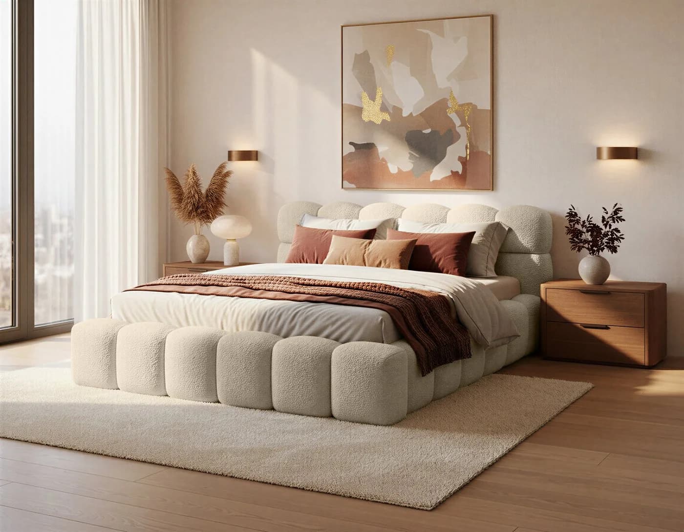 yourhouse24 Polsterbett Boston Slim Bouclé Beige mit Bettkasten - Bild 2
