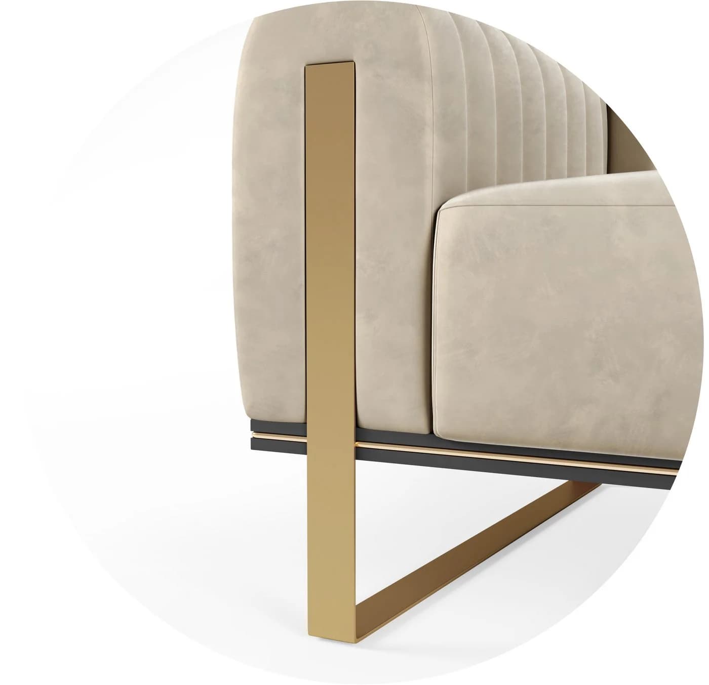 yourhouse24 2-Sitzer Sofa Vamos Beige Samt Metallgestell - Bild 4