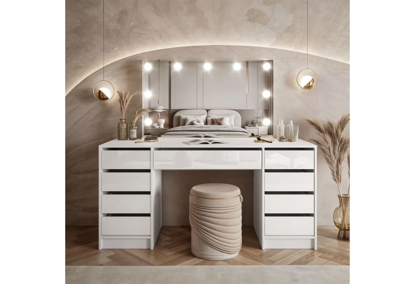yourhouse24 Schminktisch Hollywood MADI DOUBLE ELITE mit LED-Spiegel