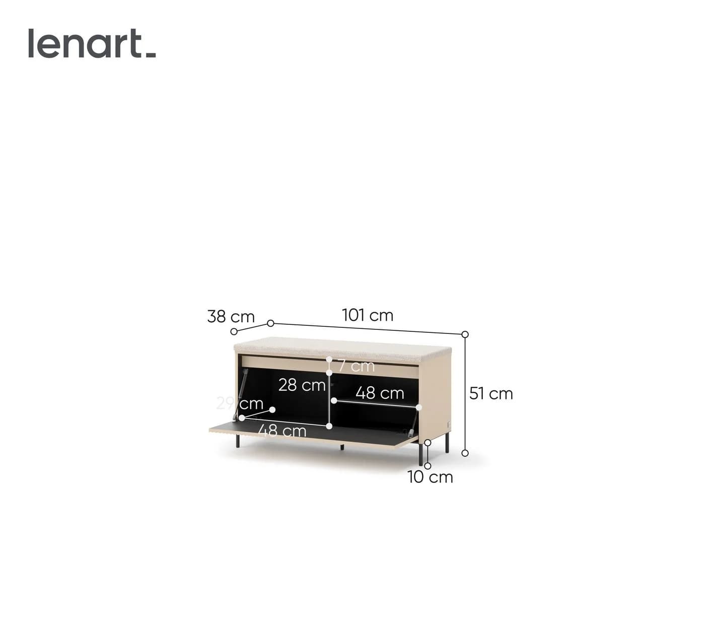 yourhouse24 Garderobenbank TREND TG-05 mit LED Beige Sand - Bild 5