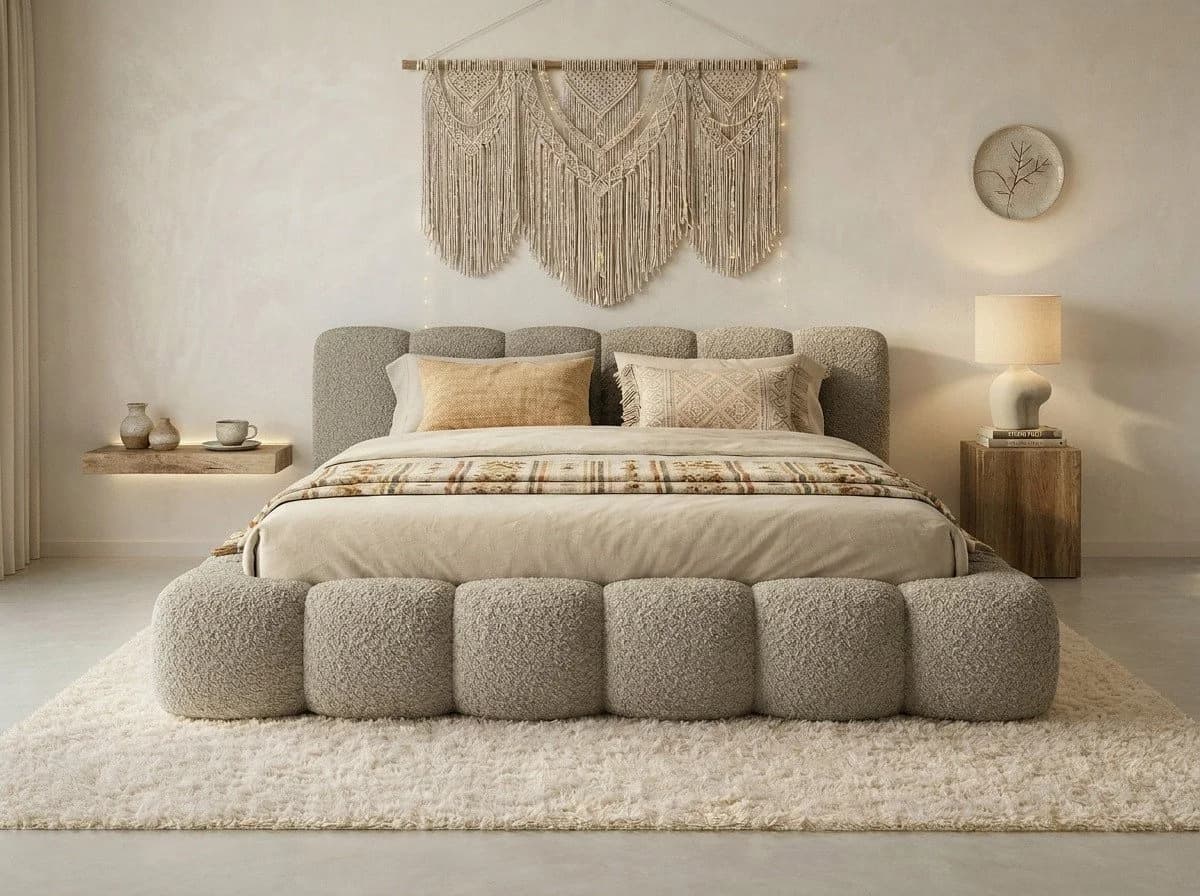 yourhouse24 Polsterbett DALLAS mit Bettkasten & Bouclé-Bezug Beige - Bild 2