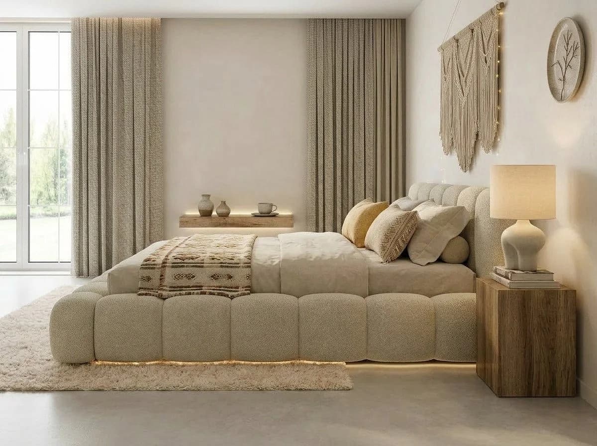 yourhouse24 Polsterbett DALLAS mit Bettkasten & Bouclé-Bezug Beige - Bild 4