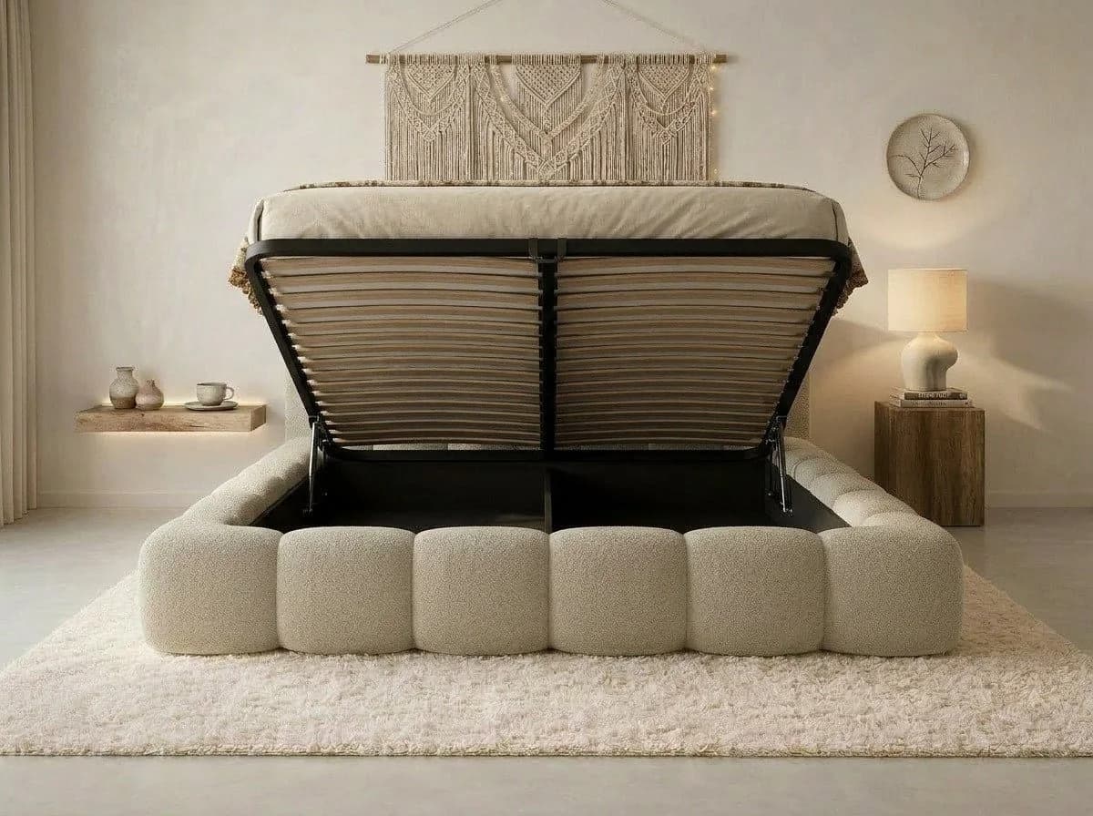 yourhouse24 Polsterbett DALLAS mit Bettkasten & Bouclé-Bezug Beige - Bild 5
