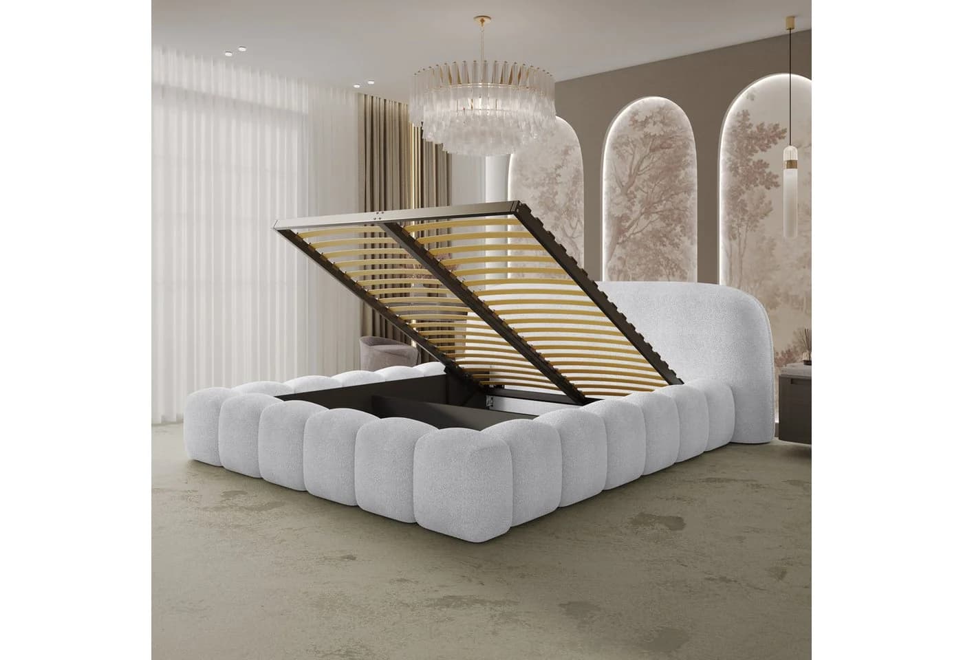 yourhouse24 Polsterbett Orlando Bouclé mit Bettkasten Beige - Bild 5