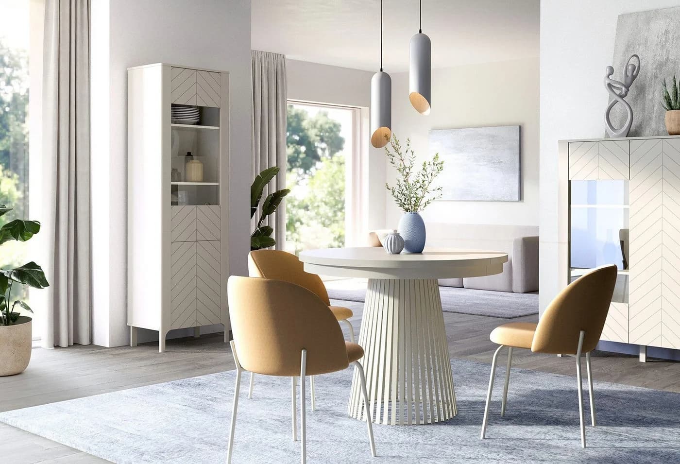 yourhouse24 Esstisch Garda Schwarz Ausziehbar Metallgestell Lamellen-Optik - Bild 5