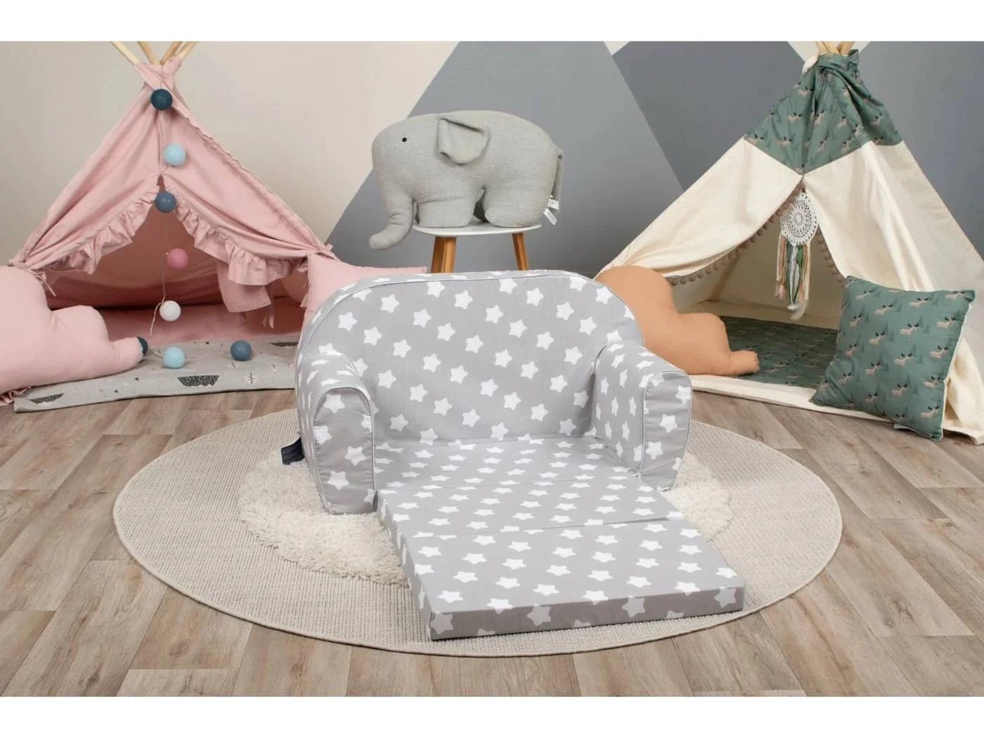 yourhouse24 Kindersofa SNUGKIDS Doppelsofa Klappbar Baumwolle