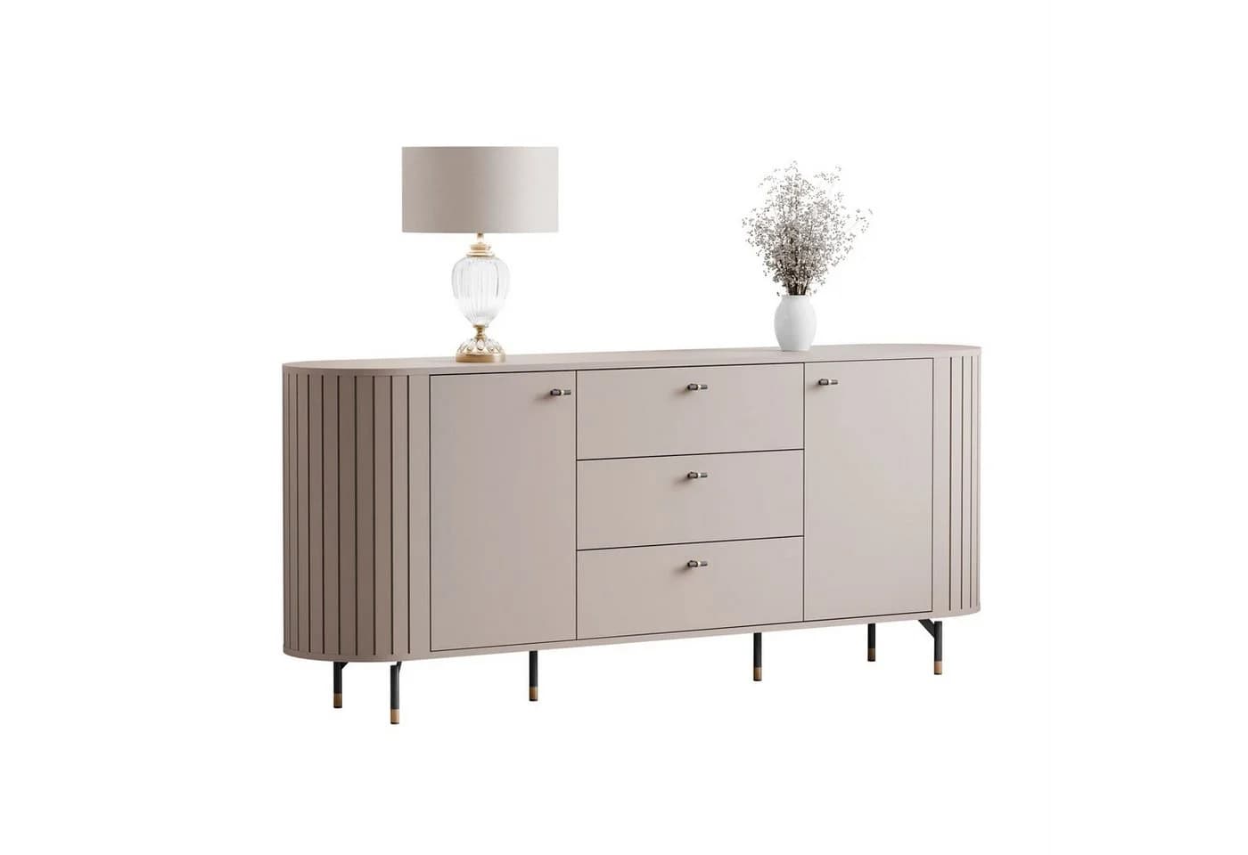 yourhouse24 Sideboard LINNEA 190cm 2D3S Runde Ecken Lamellen - Bild 2