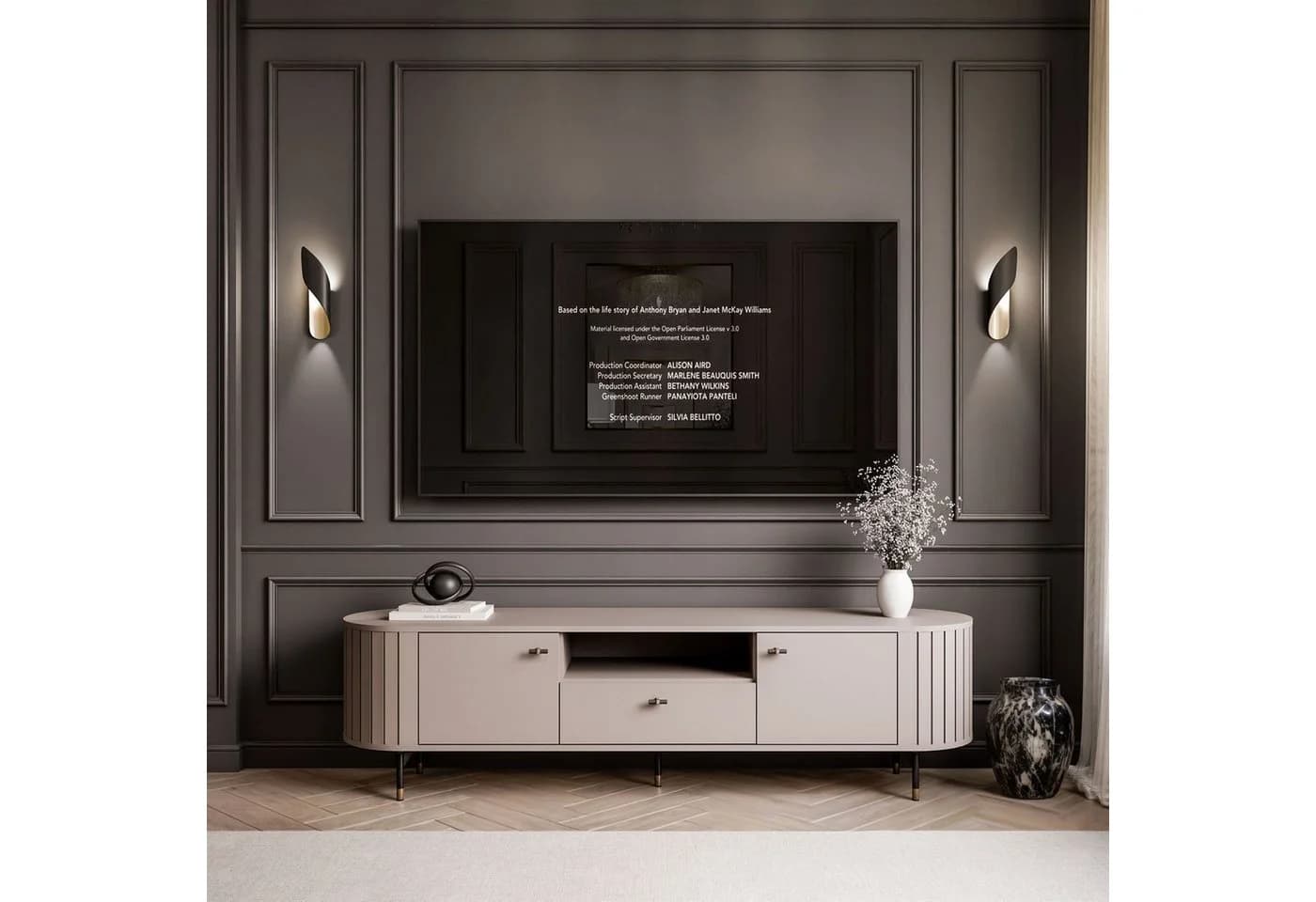 yourhouse24 TV-Schrank LINNEA 180cm Runde Ecken Lamellen