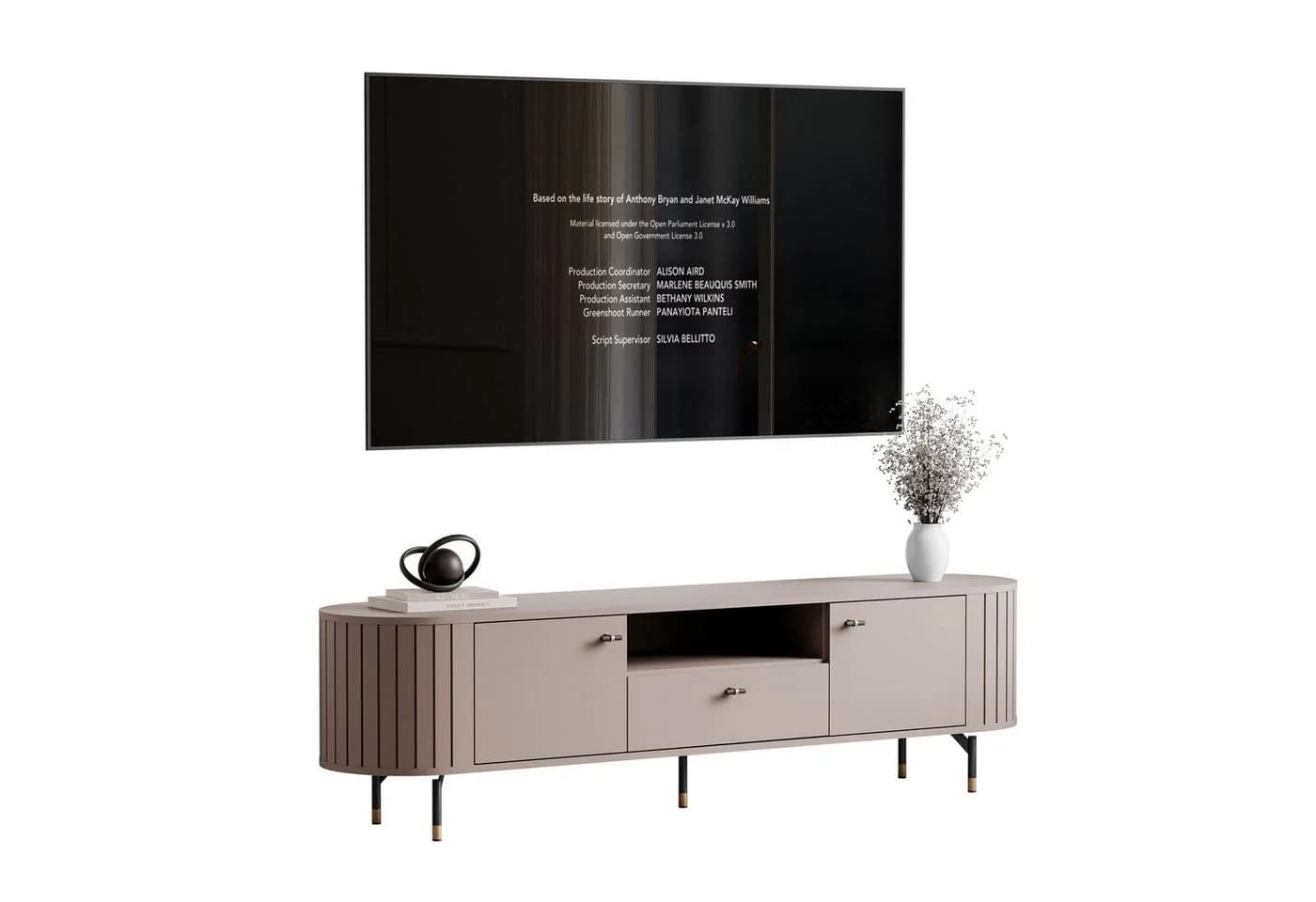 yourhouse24 TV-Schrank LINNEA 180cm Runde Ecken Lamellen - Bild 2