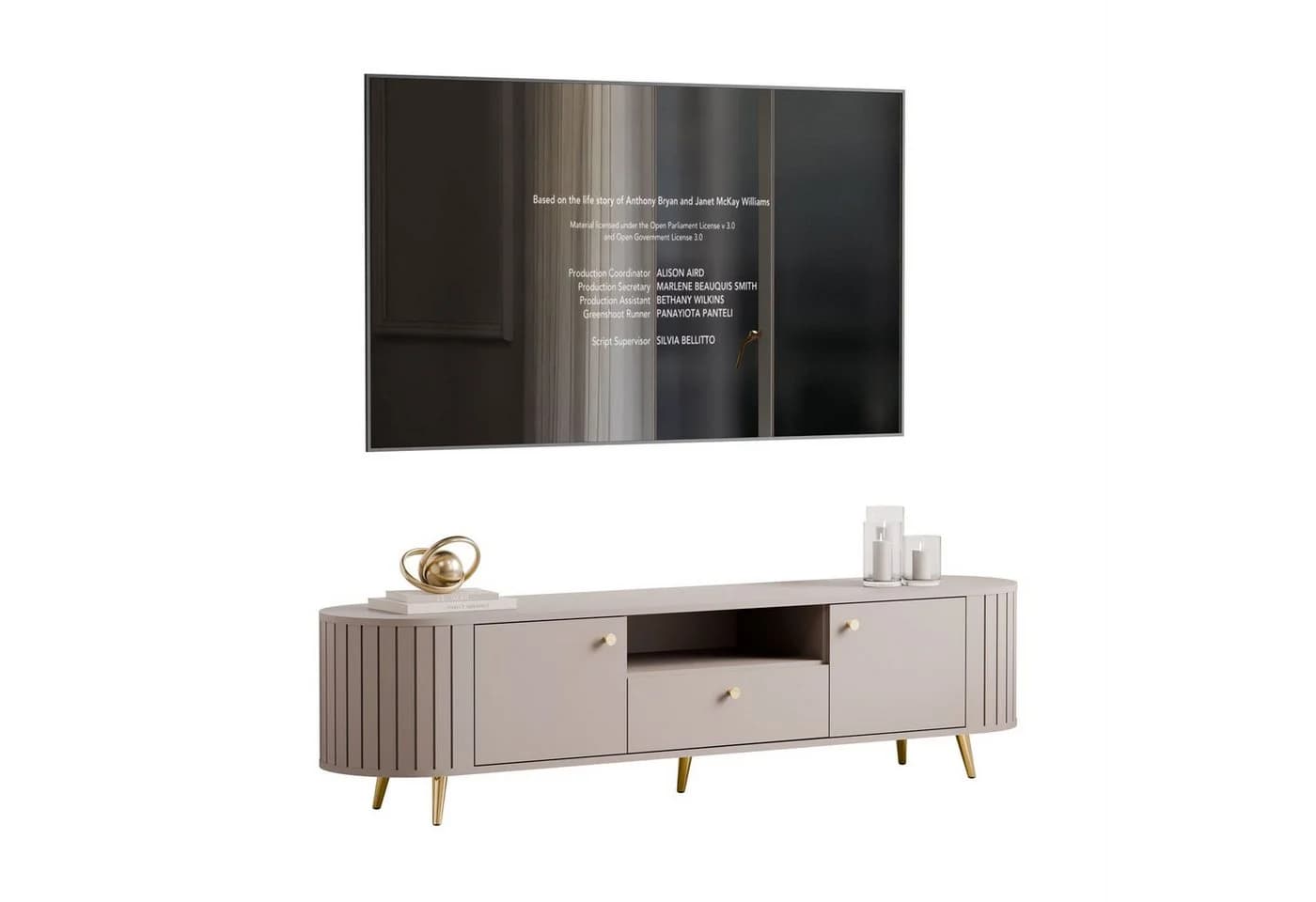 yourhouse24 TV-Schrank LINNEA 180cm Runde Ecken Kaschmir/Schwarz - Bild 2