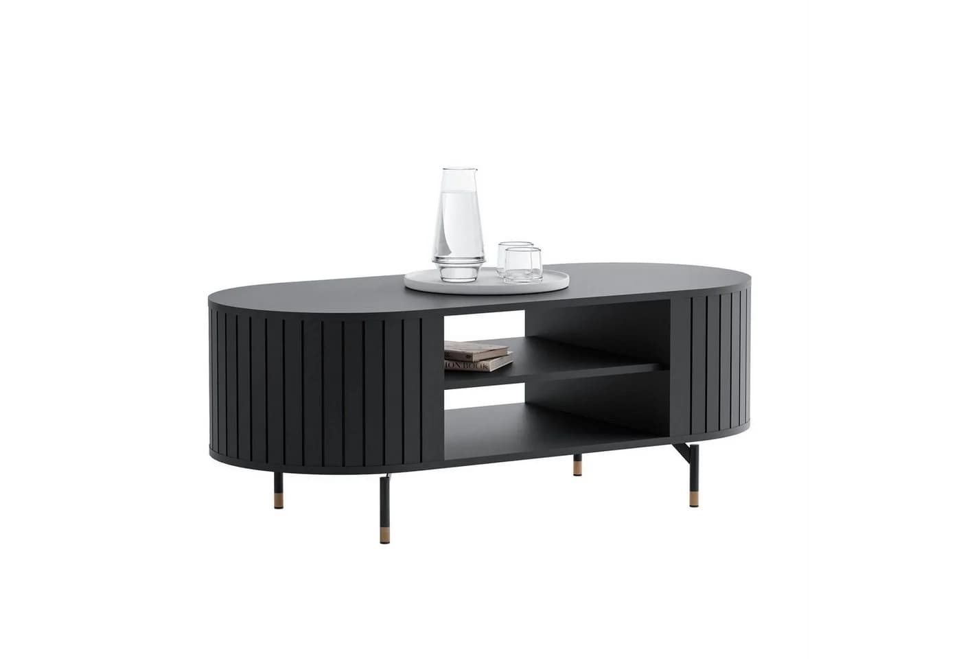 yourhouse24 Couchtisch LINNEA Oval 104cm mit Ablage Lamellen - Bild 2