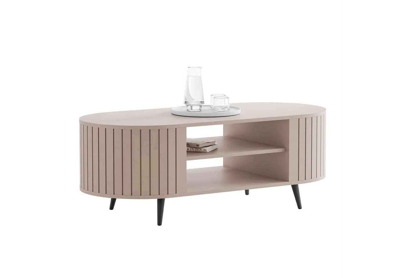 yourhouse24 Couchtisch LINNEA Oval 104cm mit Ablage Lamellen - Bild 2