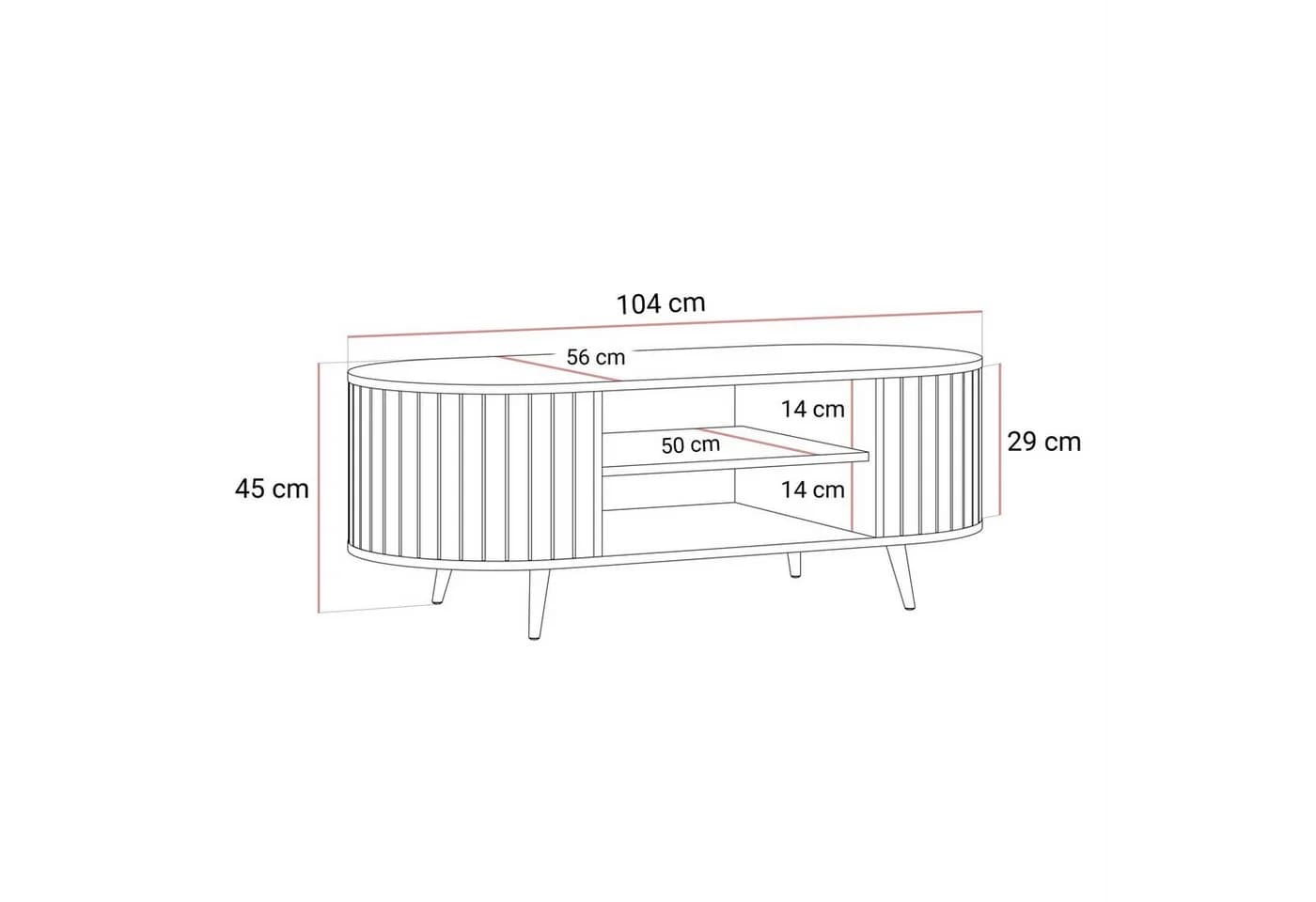 yourhouse24 Couchtisch LINNEA Oval 104cm mit Ablage Lamellen - Bild 5