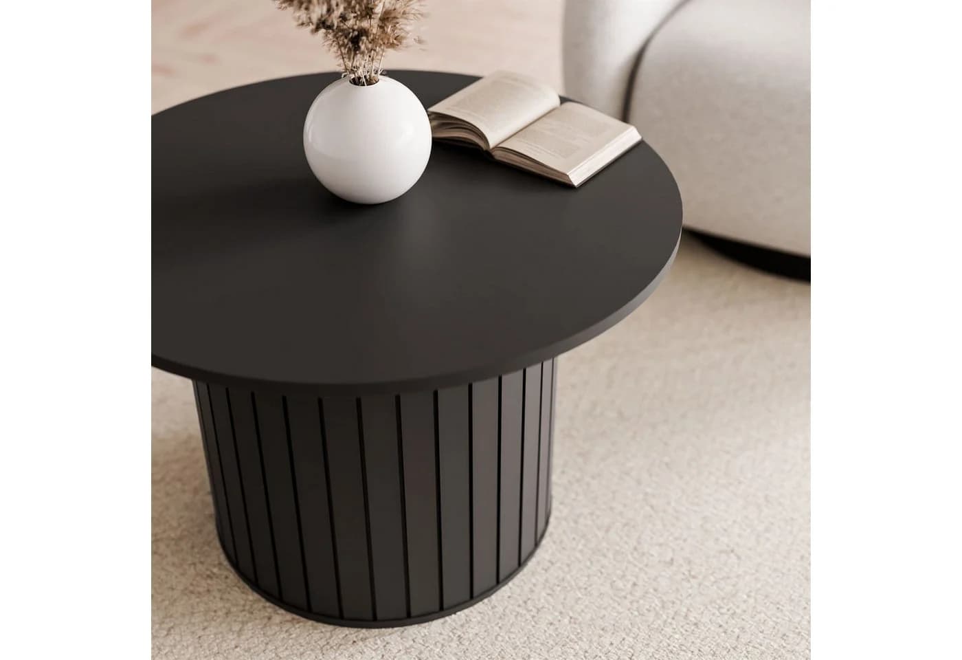 yourhouse24 Couchtisch LINNEA Rund Ø70cm Säule Lamellen - Bild 3
