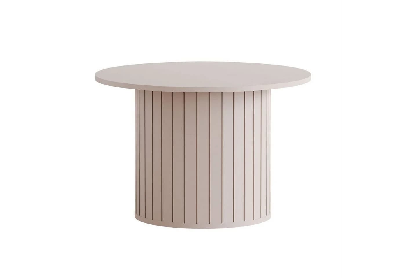 yourhouse24 Couchtisch LINNEA Rund Ø70cm Säule Lamellen Kaschmir/Schwarz - Bild 5