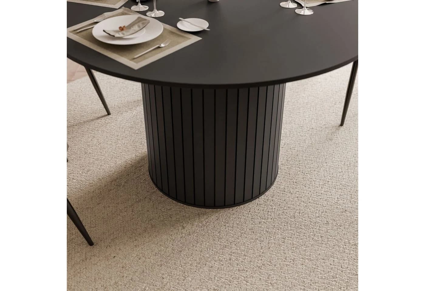 yourhouse24 Esstisch Rund Ø 120 cm LINNEA – Säulentisch in Lamellen-Optik - Bild 3