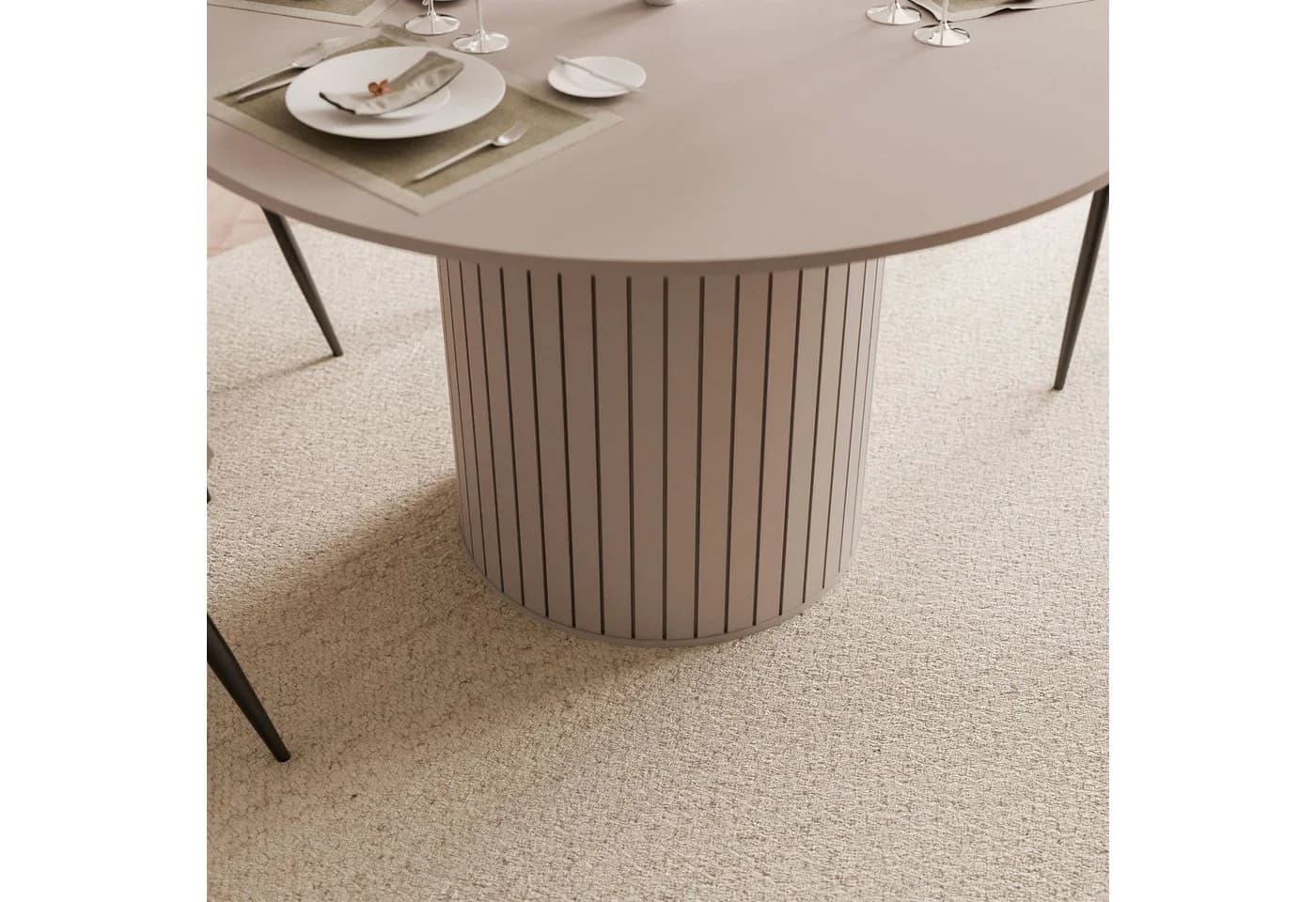yourhouse24 Esstisch Rund Ø 120 cm LINNEA Säulentisch Lamellen-Optik Modernes Design - Bild 3