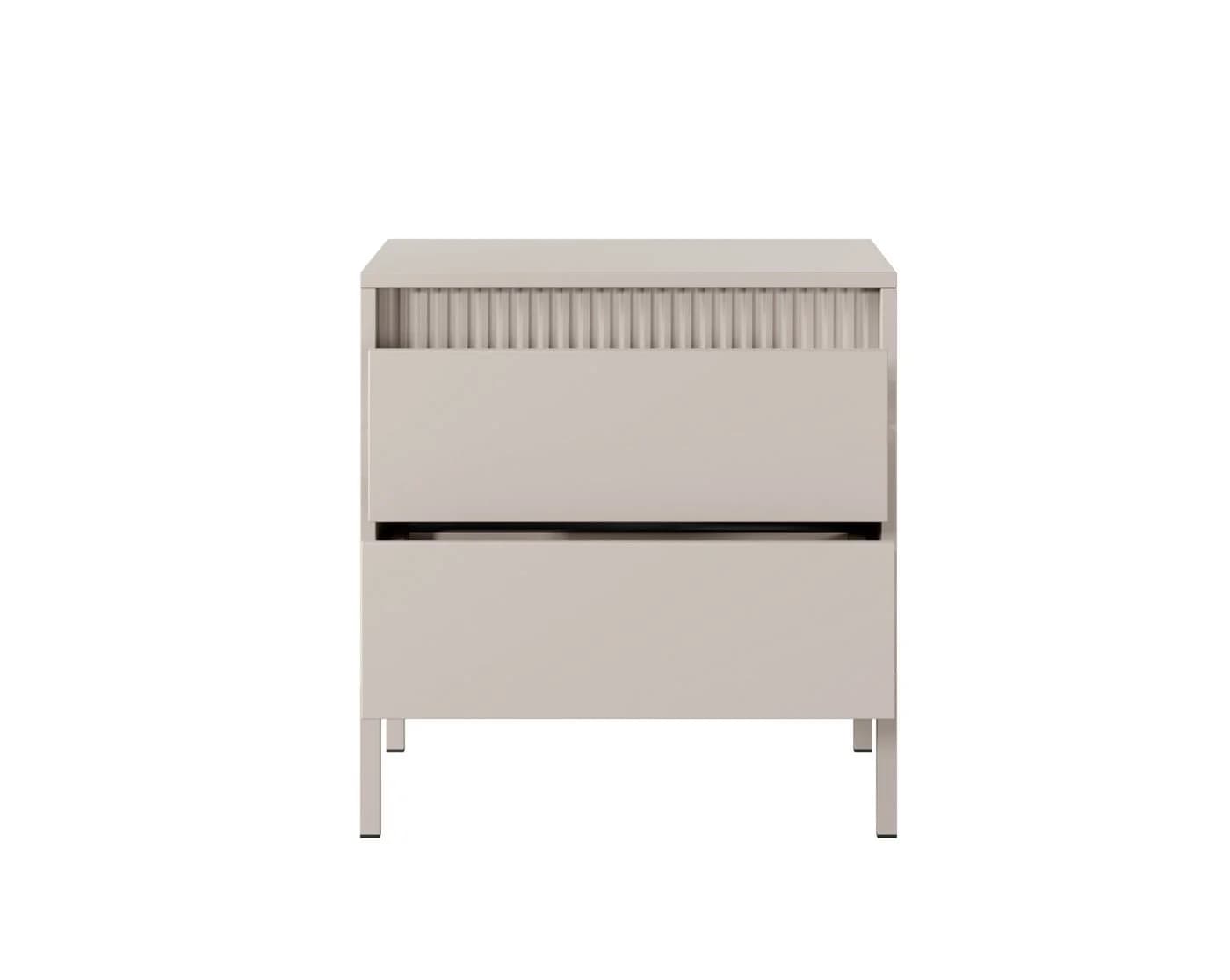 yourhouse24 Nachttisch SENSO mit 2 Schubladen Beige Push-to-Open
