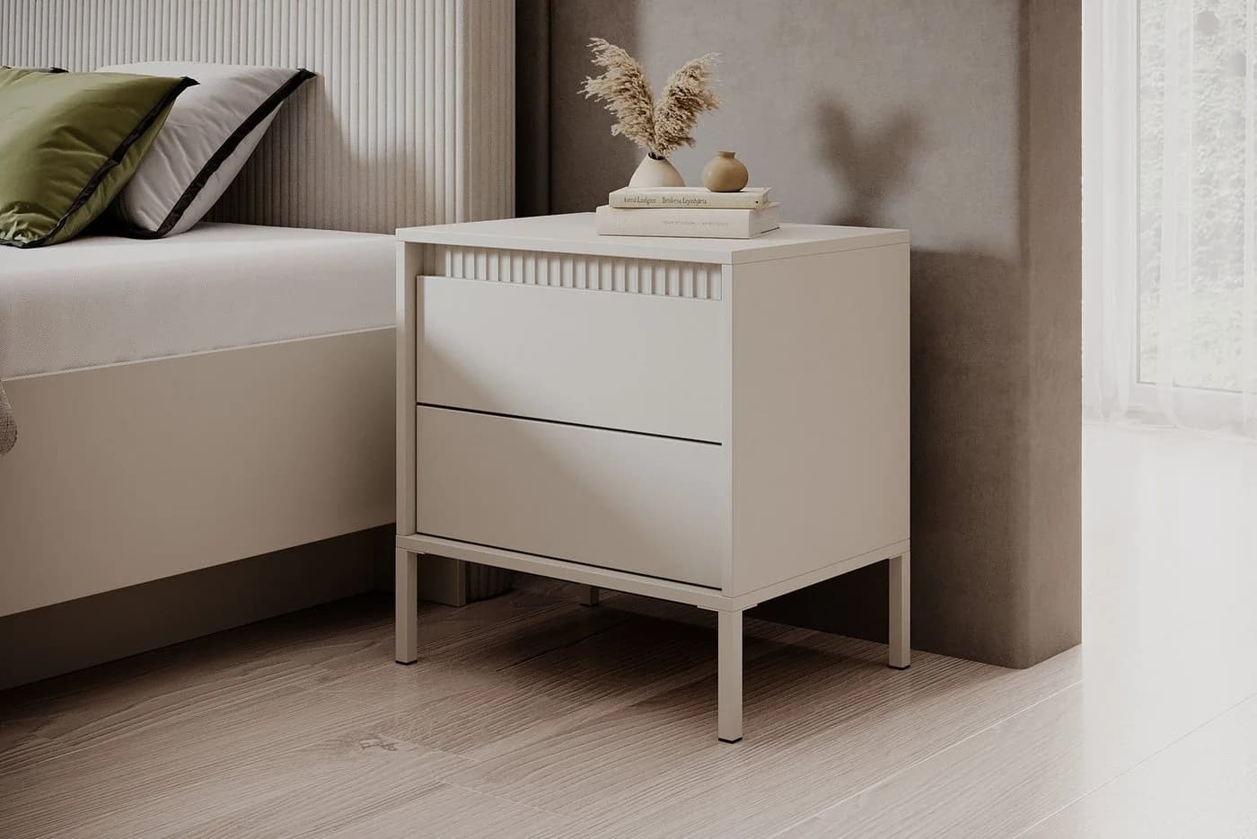 yourhouse24 Nachttisch SENSO mit 2 Schubladen Beige Push-to-Open - Bild 5