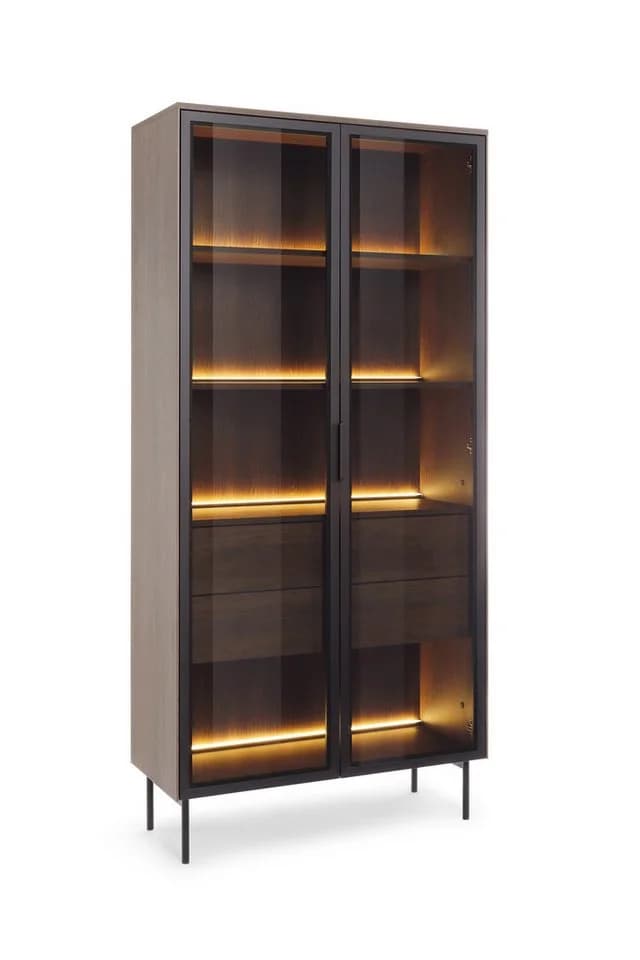 yourhouse24 Glasvitrine LUMI mit LED-Beleuchtung Eiche Dunin oder Kaschmir Riffelglas - Bild 5