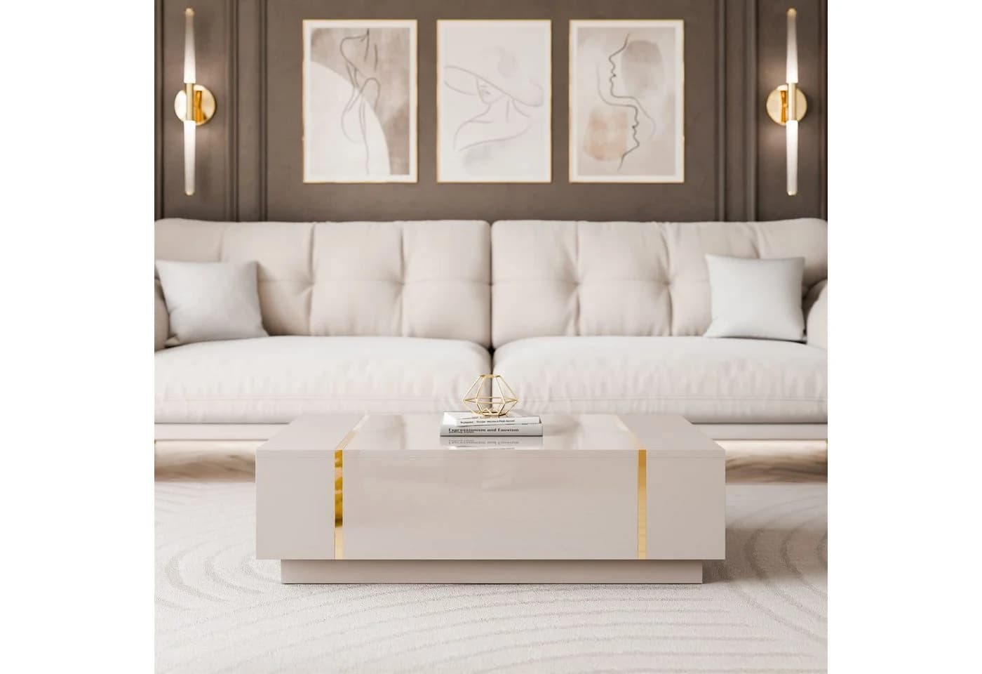 yourhouse24 Couchtisch ONYX Kaschmir Gold Metallbeine
