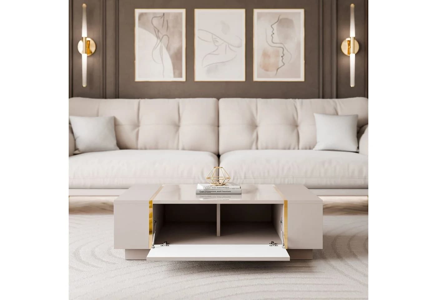 yourhouse24 Couchtisch ONYX Kaschmir Gold Metallbeine - Bild 3