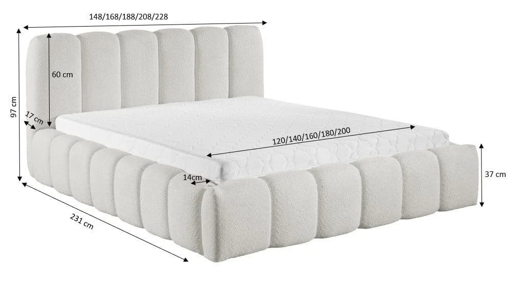 yourhouse24 Polsterbett Micandi Bouclé mit Bettkasten - Bild 3