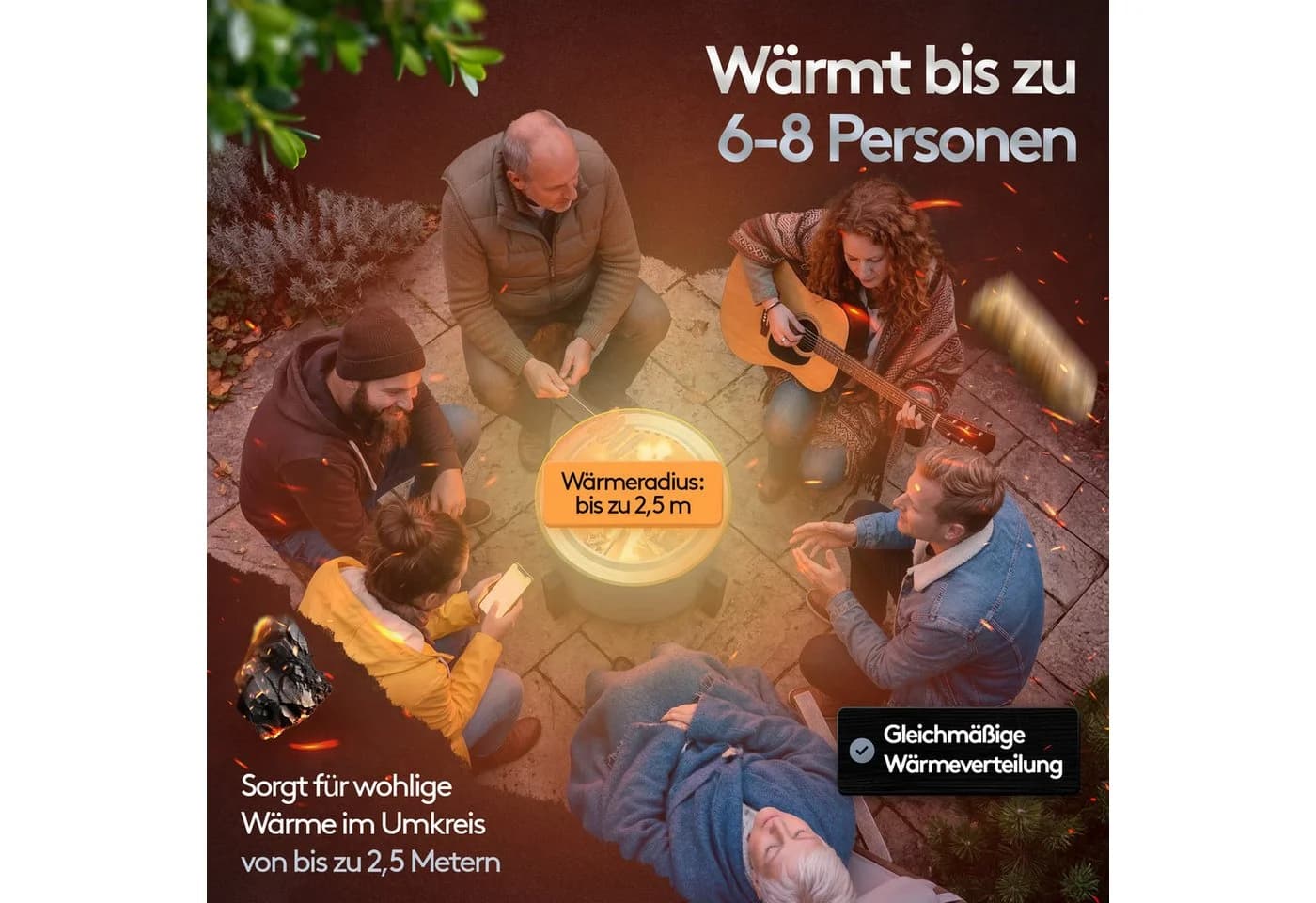 Flammenwerk Rauchfreier Feuerkorb 22 Zoll mit Grillrost & Abdeckung Grau - Bild 4