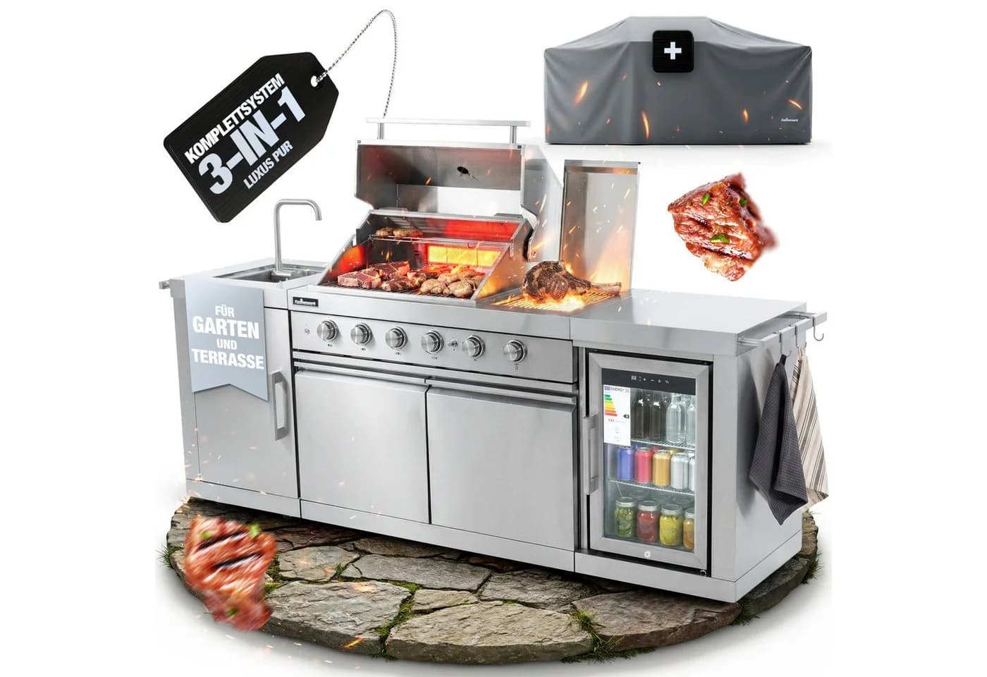 Flammenwerk Outdoor-Küche Gasgrill Edelstahl 6 Brenner 24,1 kW - Bild 2