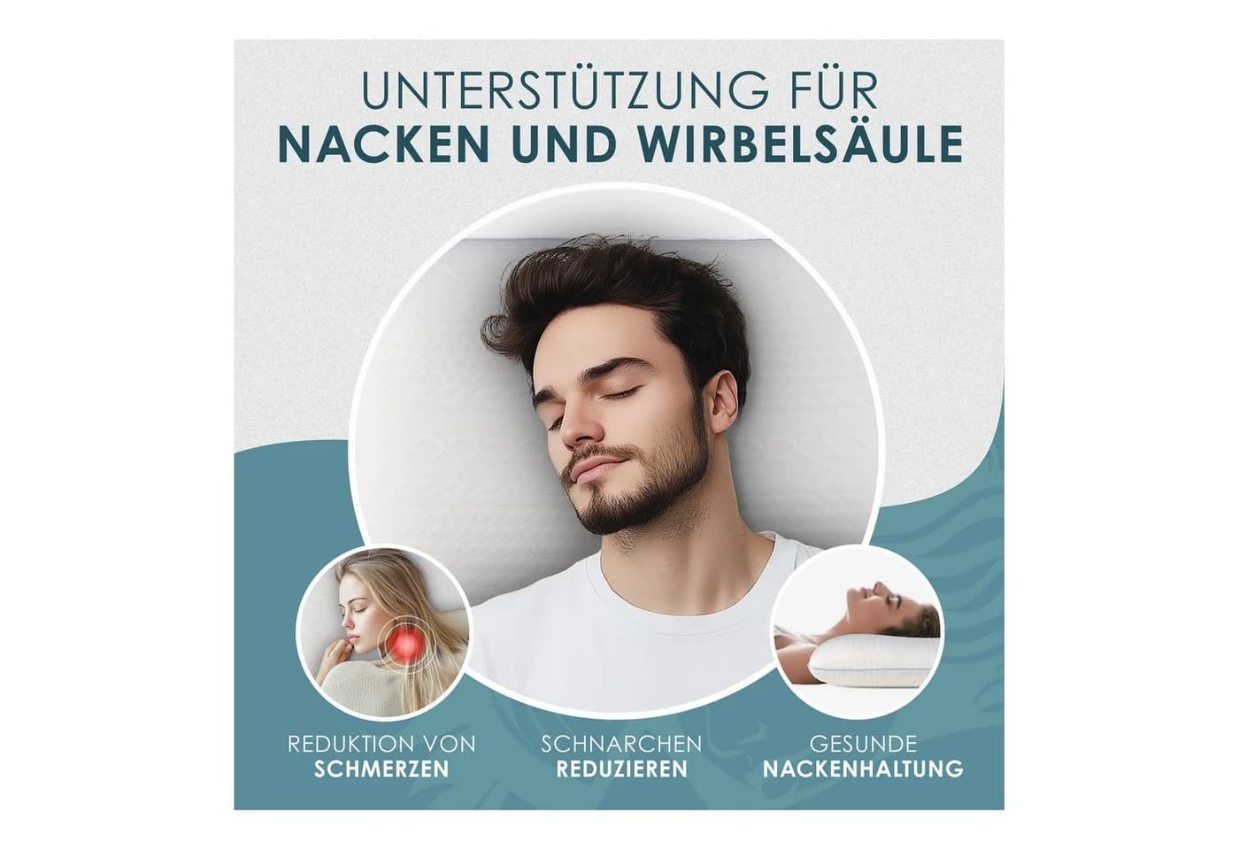 NTG Orthopädisches Memory Foam Kopfkissen Ergonomisch Weiß
