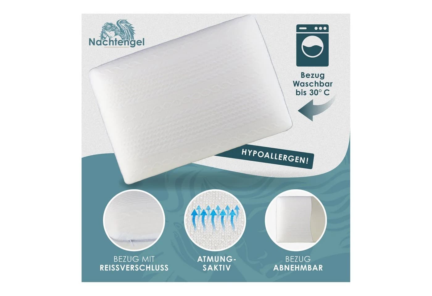 NTG Orthopädisches Memory Foam Kopfkissen Ergonomisch Weiß - Bild 5